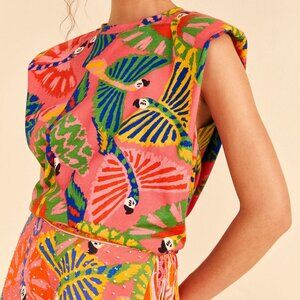 Farm Rio Macaws Coral Graphic T-shirt